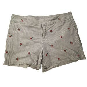 Maison Jules ~ Striped Seersucker shorts ~ mini floral embroidery ~ size 10